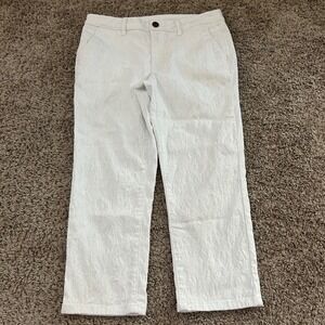 Simply Vera Vera Wang‎ White Cropped Denim Pants lace Textured Size 8 stretch